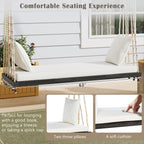 TOPMAX Patio Wooden Swing Chair, Hanging Porch Swing Bench