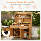 TOPMAX 65''H Large Garden Potting Bench with Lockable Wheel