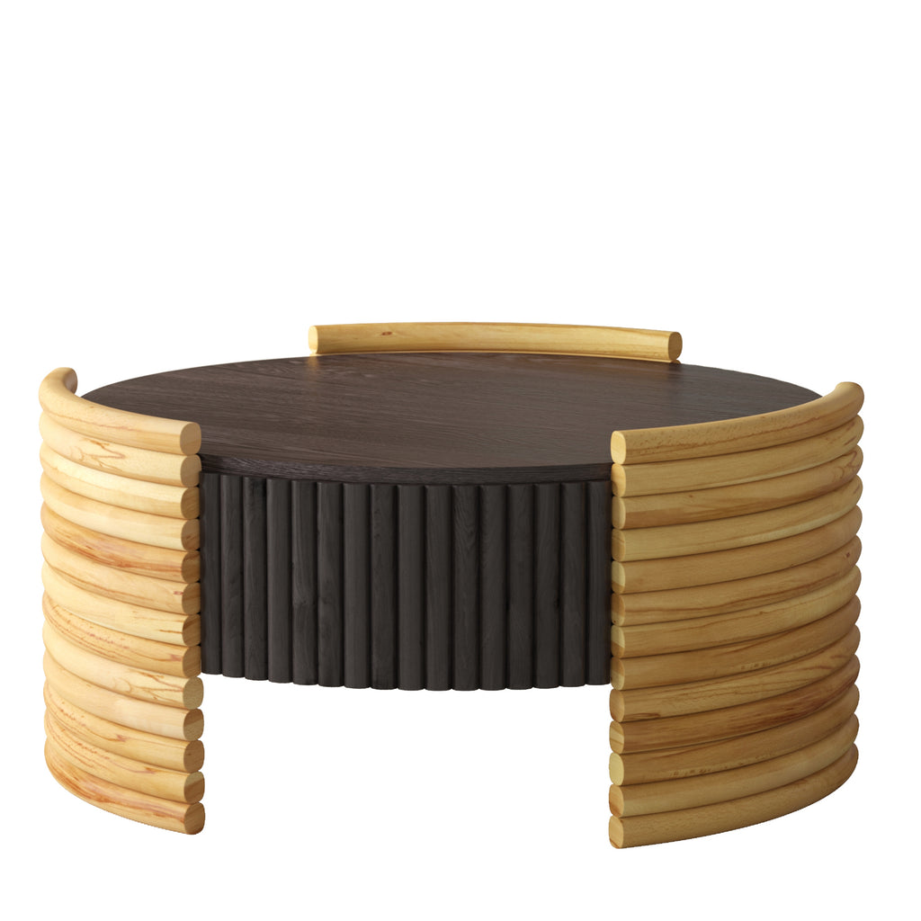 Modern Colorblocked Striped Coffee Table with Flip Top Storage