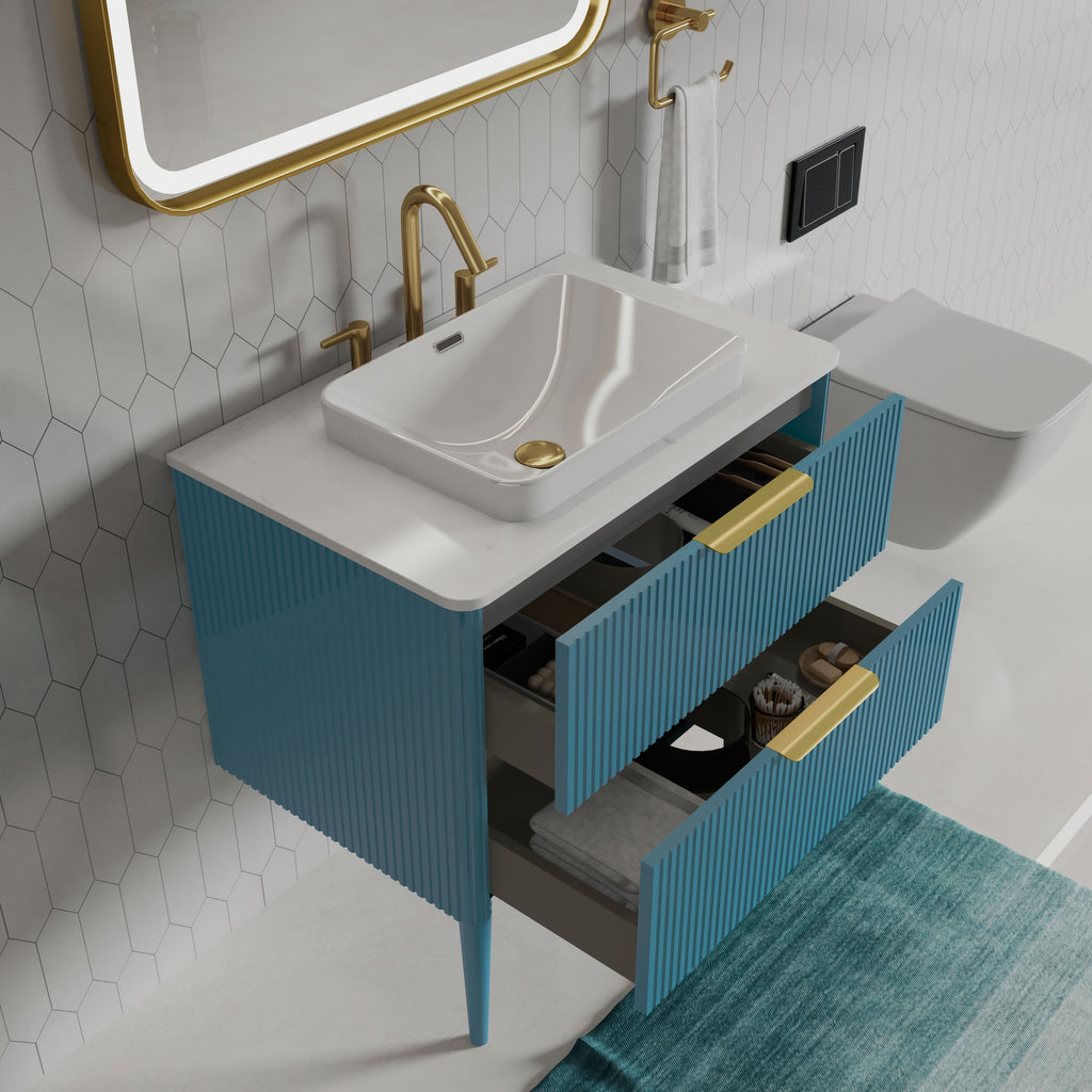 Elena 30" Striped Aquamarine Bathroom Vanity