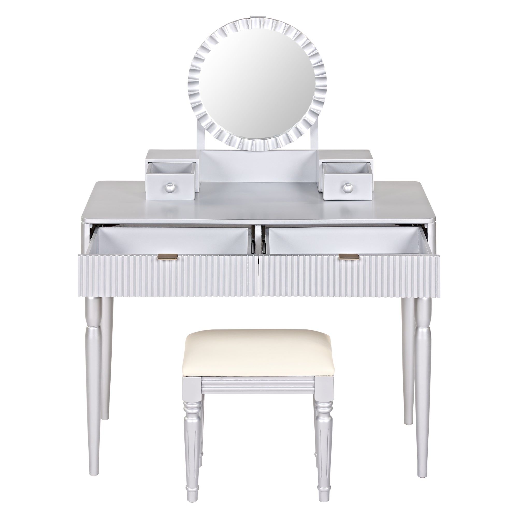 Luxury Vanity Desk with Round Mirror