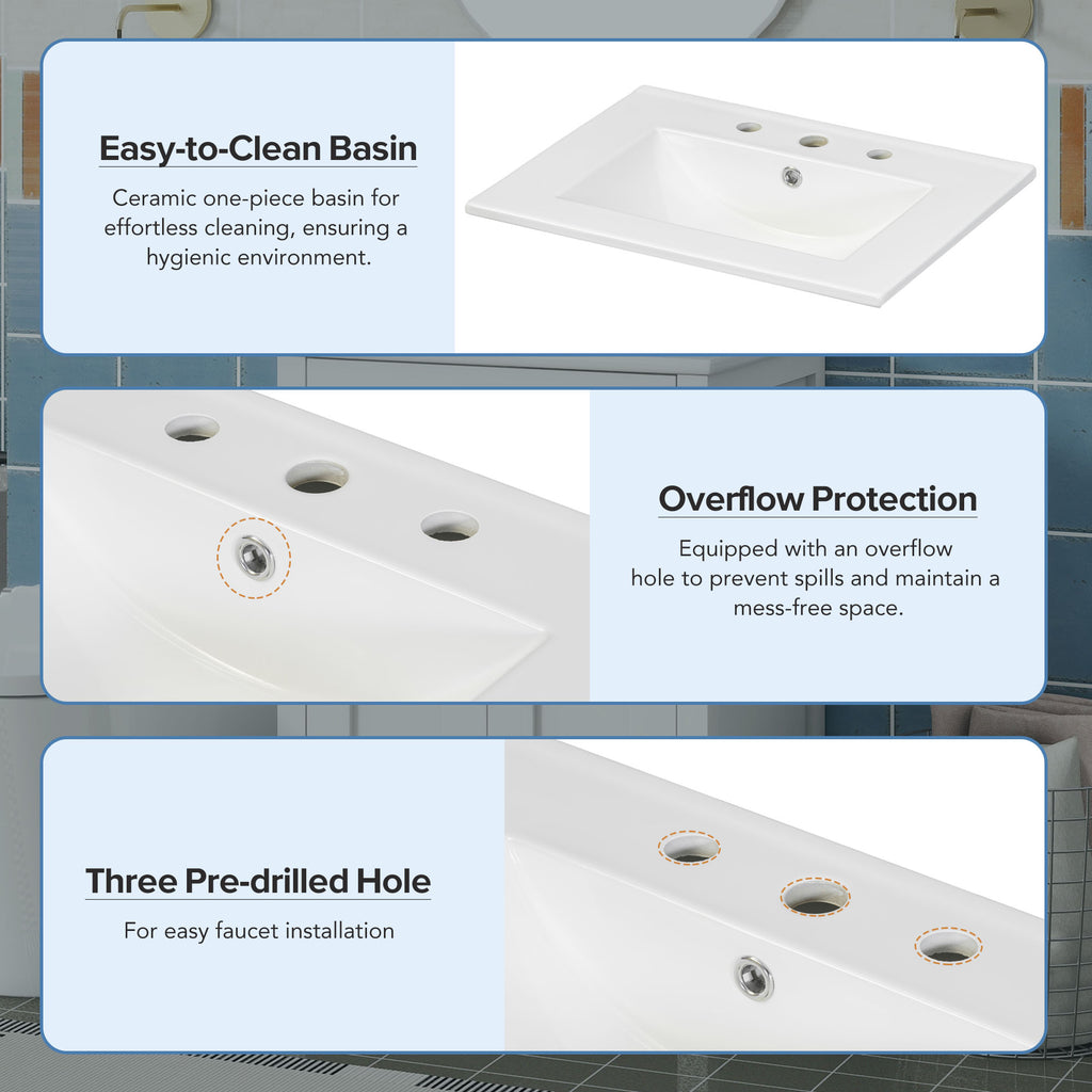 Modern 48-Inch Bathroom Vanity with Ceramic Sink
