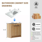30-Inch Floor-Standing Bathroom Vanity with 3D Grooved Panel and Integrated Ceramic Sink