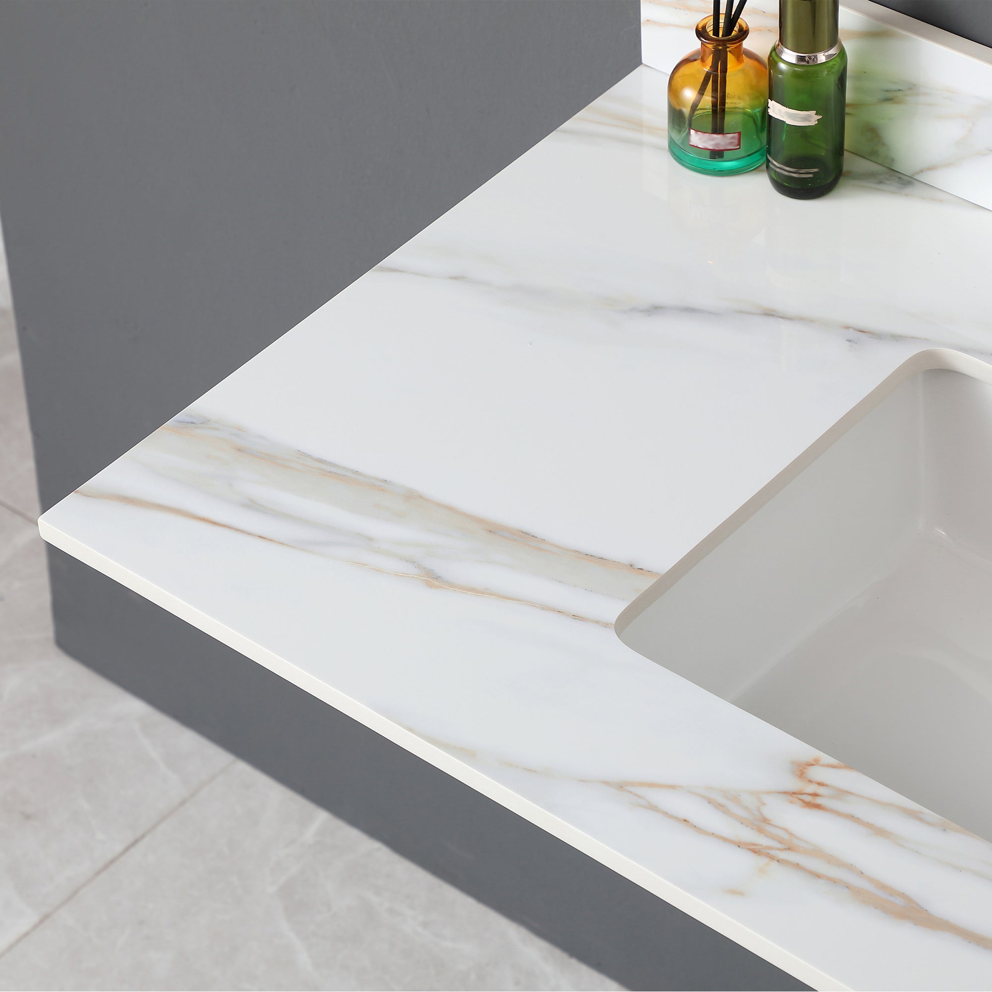 43 Inch Carrara Marble Vanity Top with Undermount Sink
