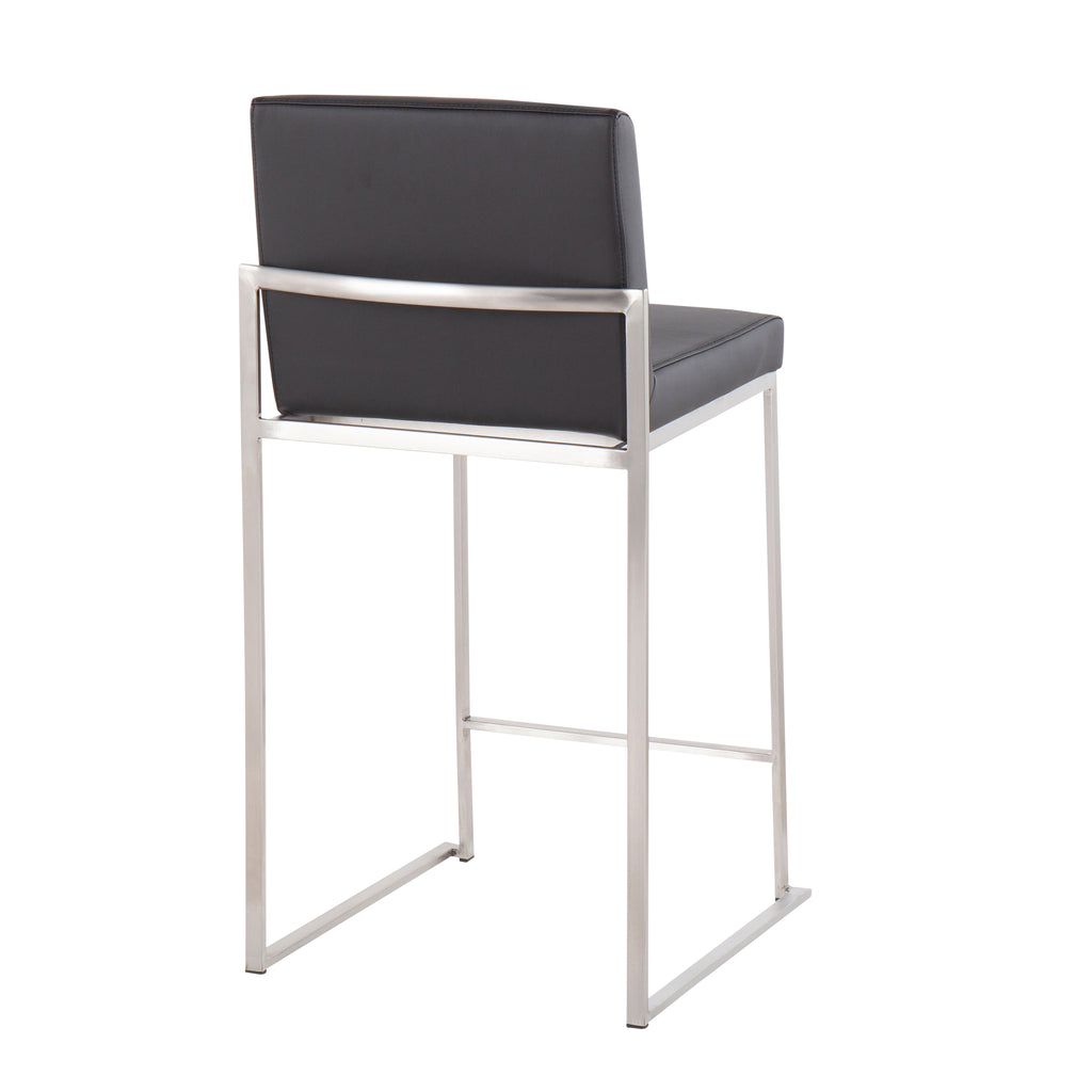 High Back Counter Stool in Stainless Steel