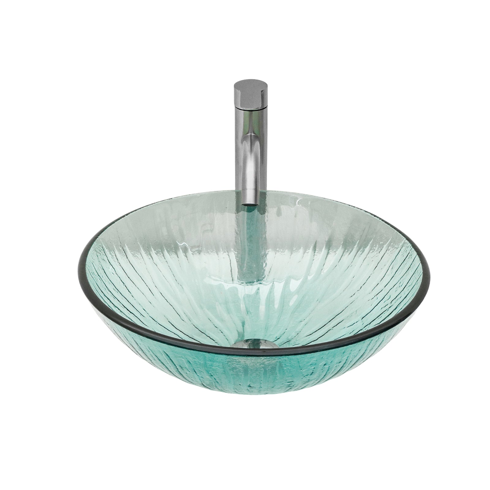 Artistic Vertical-Textured Glass Vessel Bathroom Sink