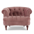 La Rosa Victorian Tufted Upholstered Accent Chair, Ash Rose
