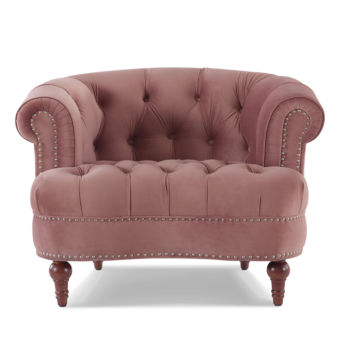 La Rosa Victorian Tufted Upholstered Accent Chair, Ash Rose