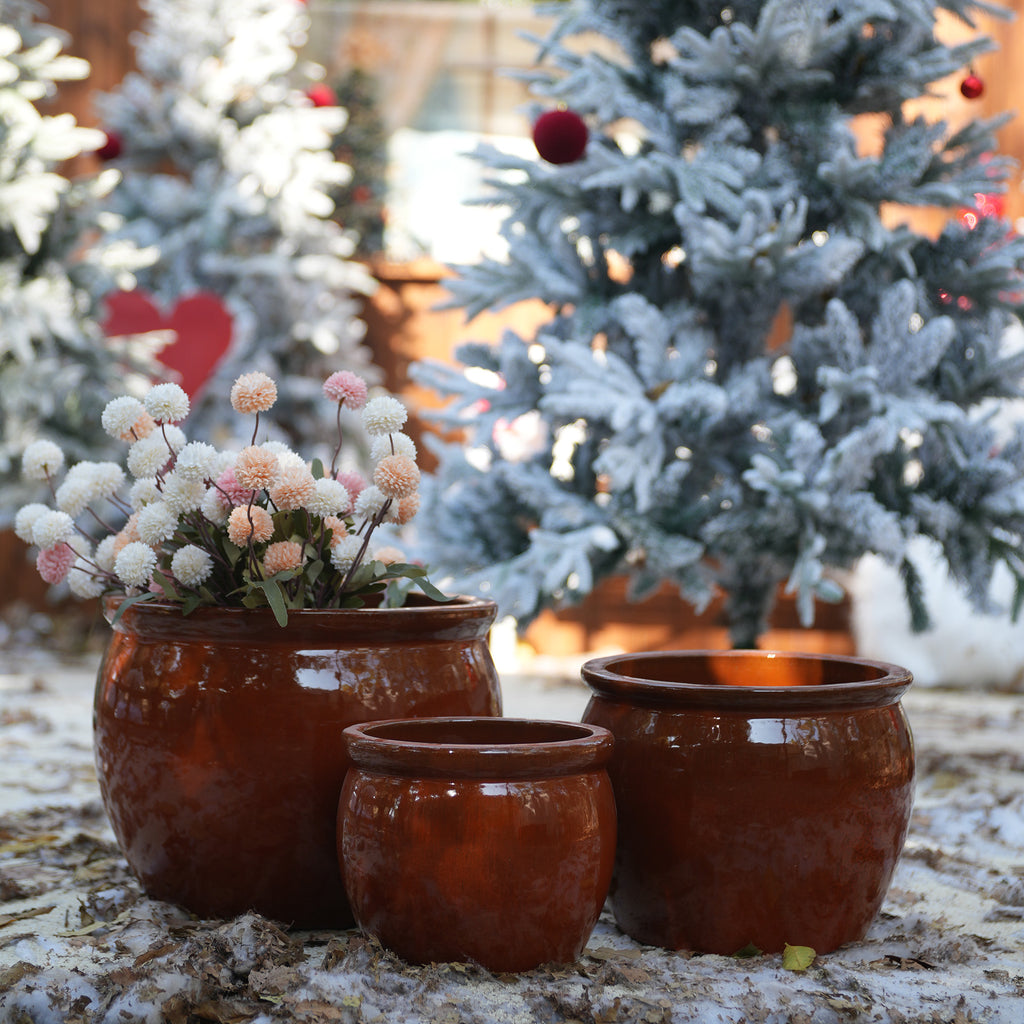 Handmade Rust-Red Ceramic Plant Pots Set of 3