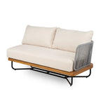 Lucca Outdoor 6 Seater Acacia Wood and Rope Woven Patio Conversation Set