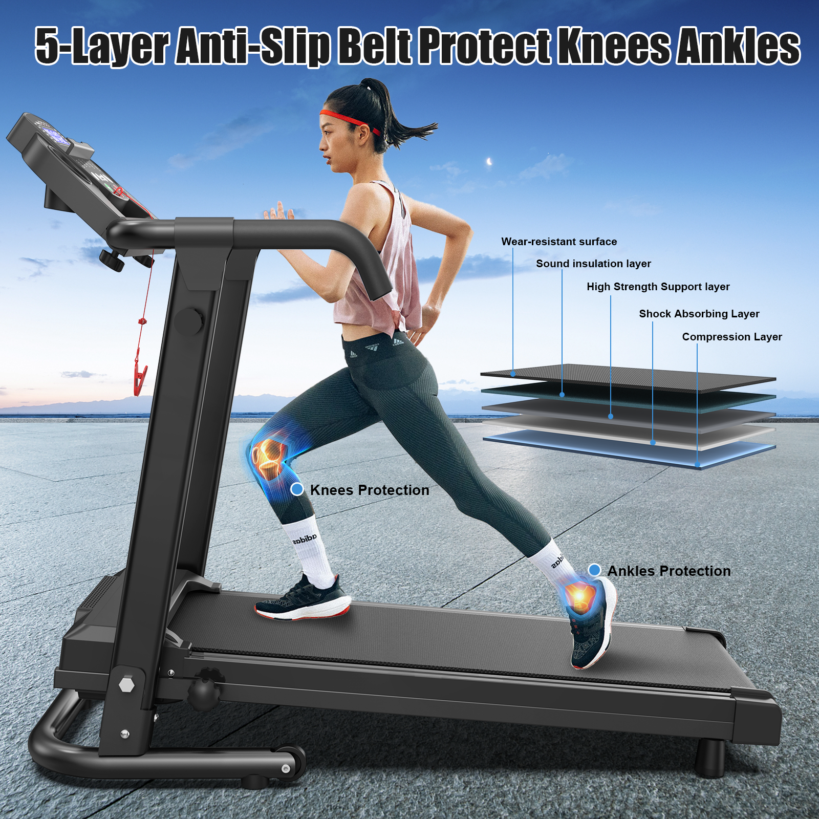 Foldable Treadmill for Home, 2.5HP Portable Treadmill