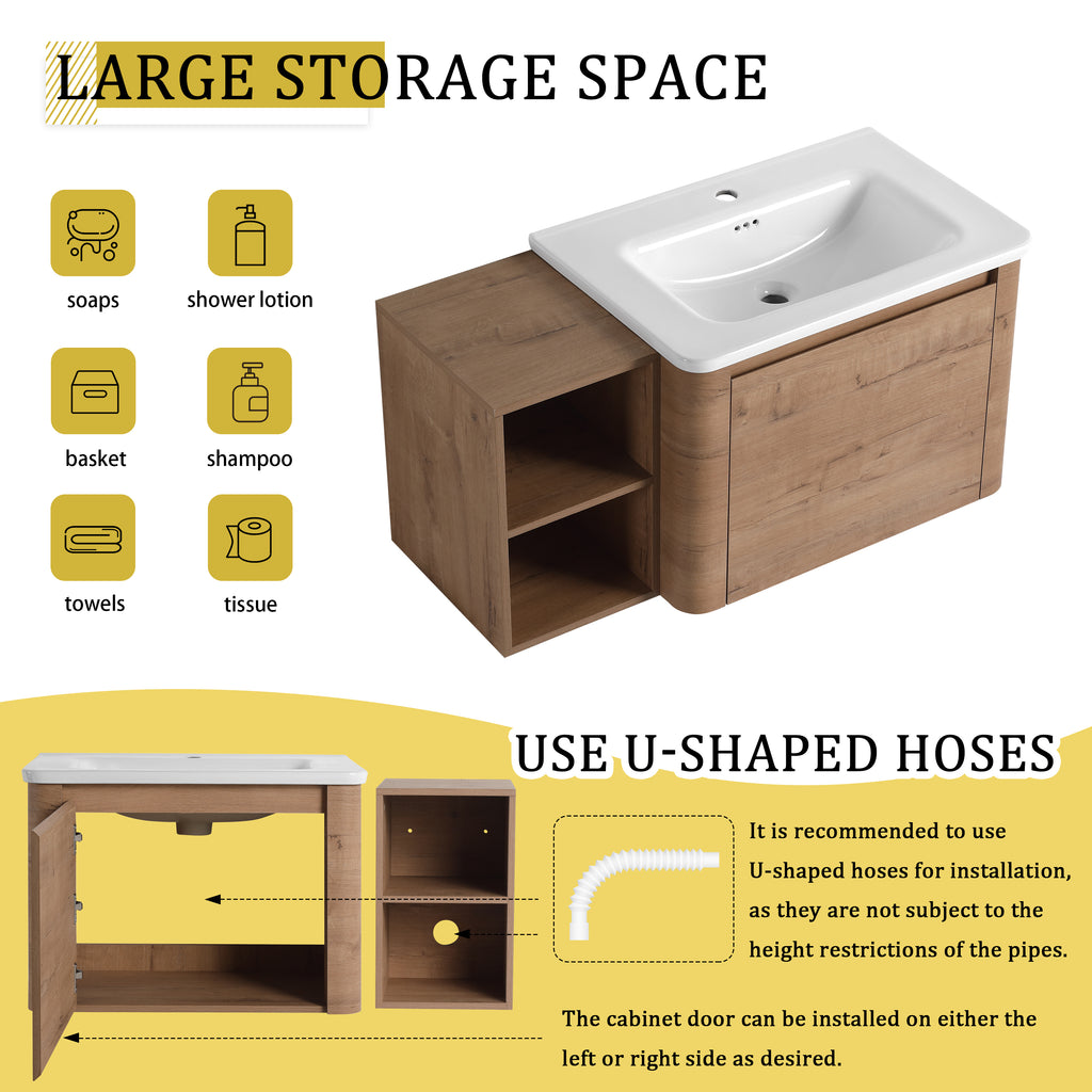 40" Wall-Mounted Bathroom Vanity