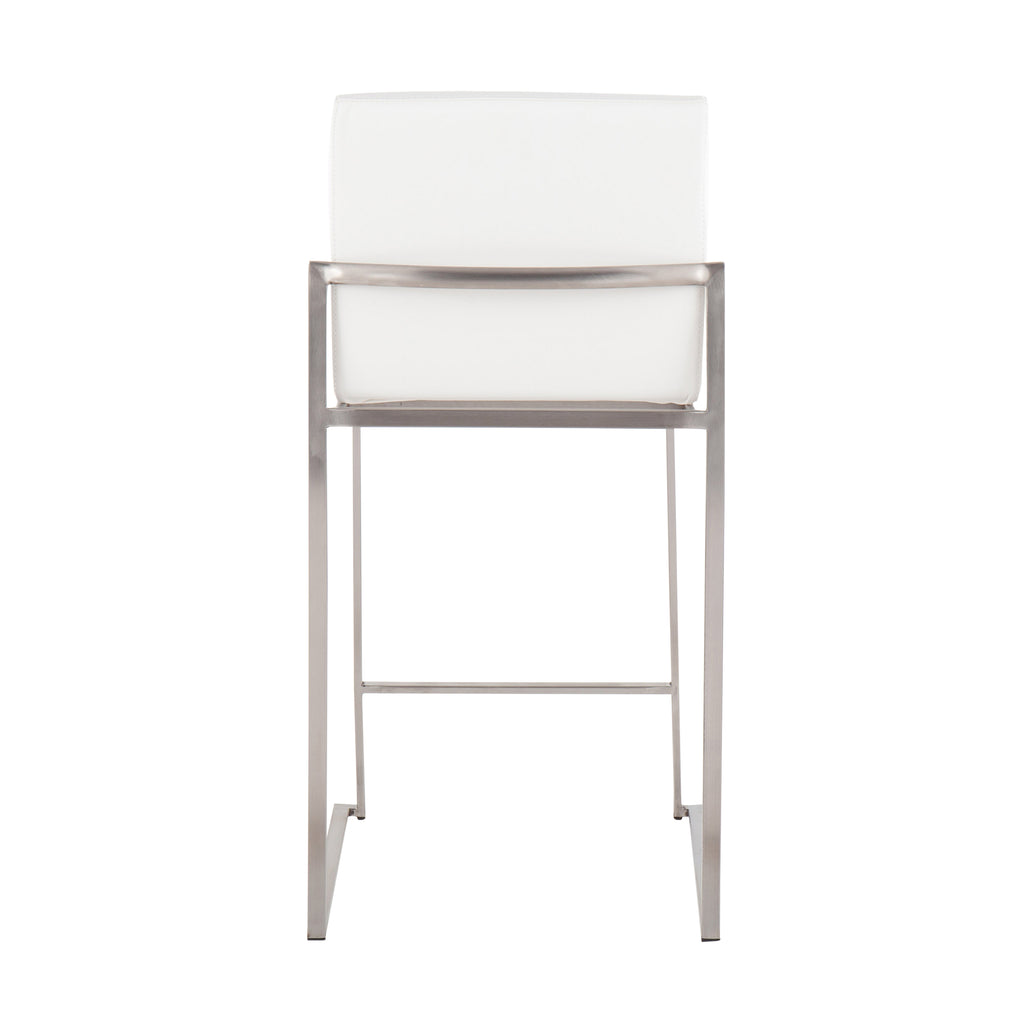 26" Contemporary High Back Counter Stool Set in Stainless Steel