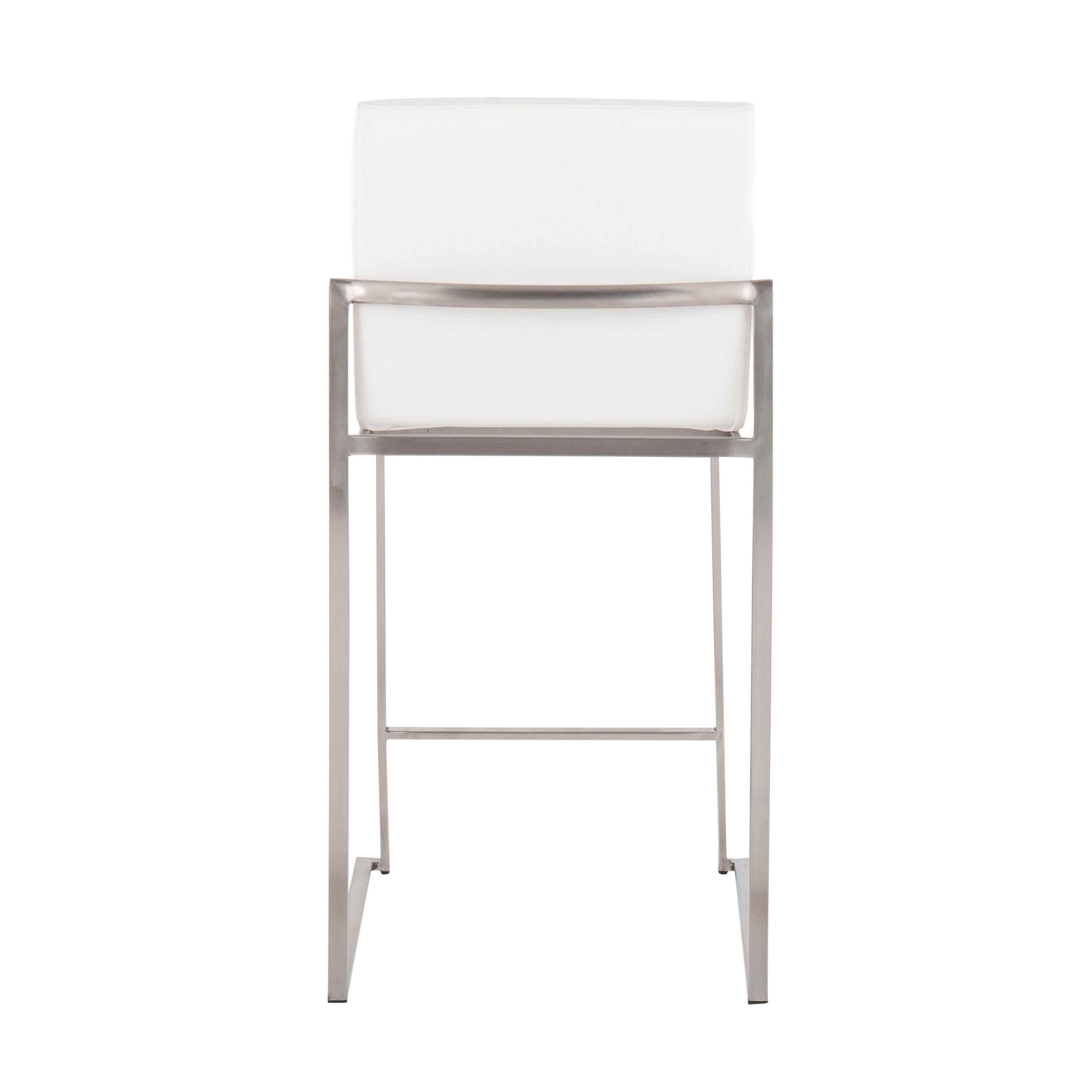 26" Contemporary High Back Counter Stool Set in Stainless Steel