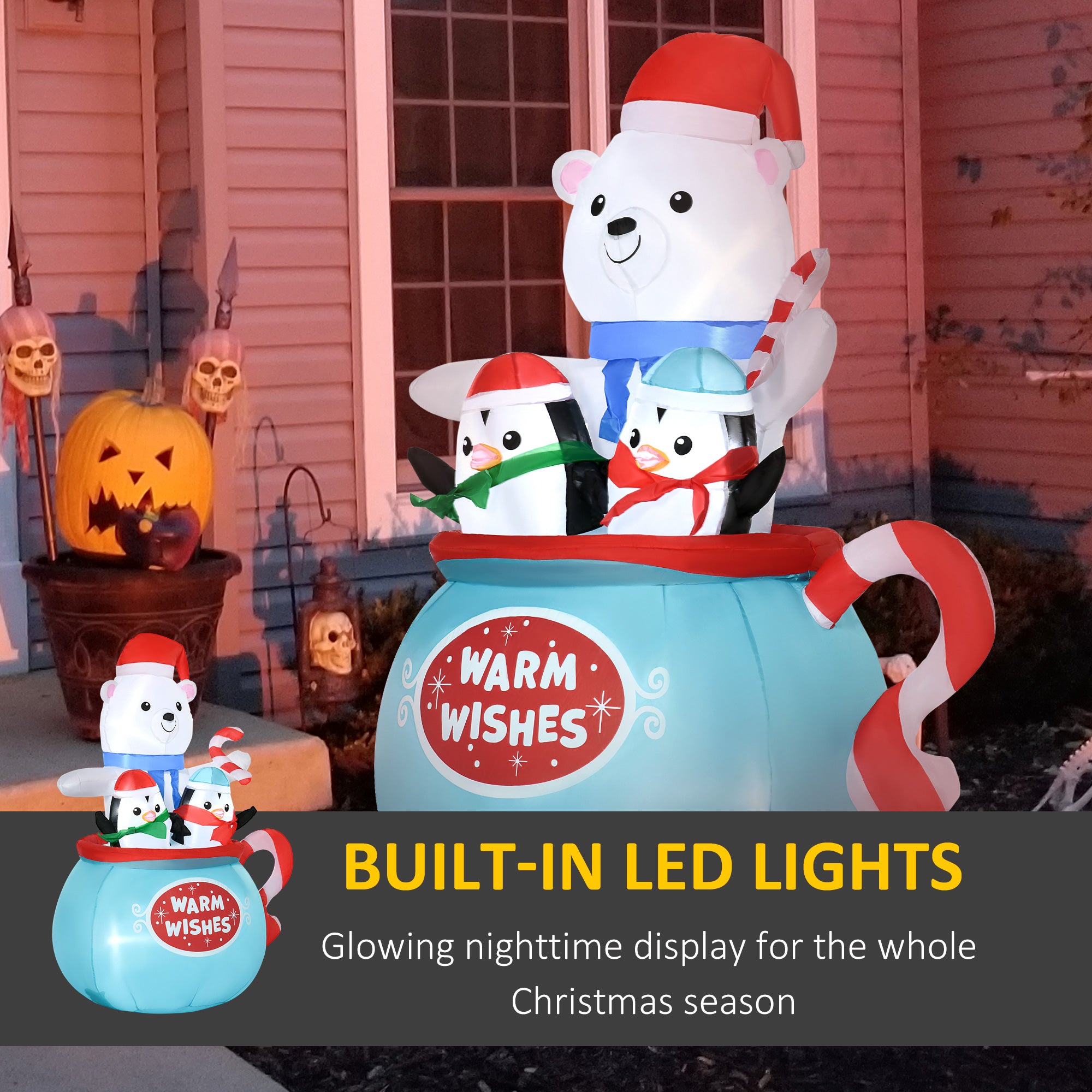 5ft Christmas Inflatables Outdoor Decoration: Bear & Penguins