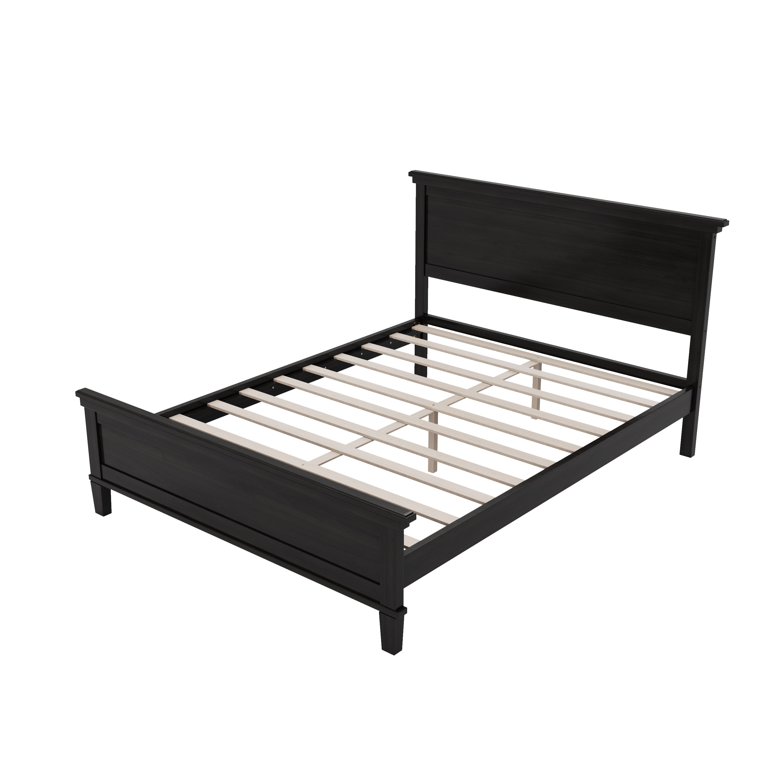Mid-Century Modern Wood Platform Bed - Queen Size