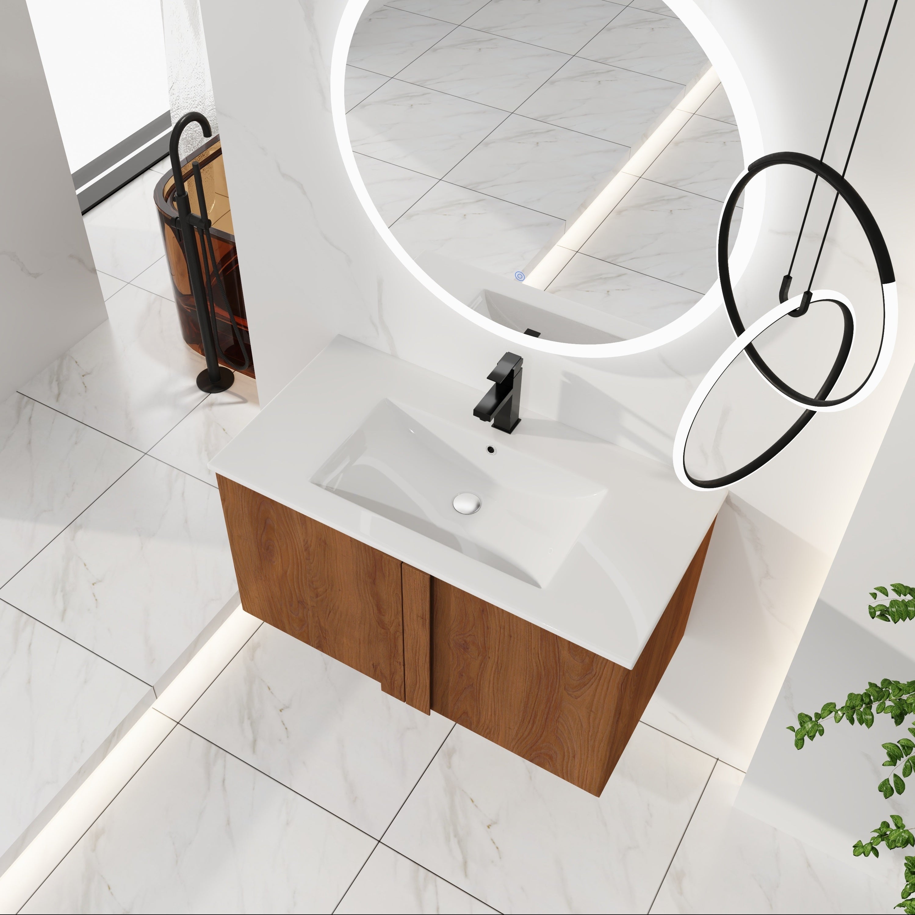 36" Wall-Mounted Bathroom Vanity with Sink Combo