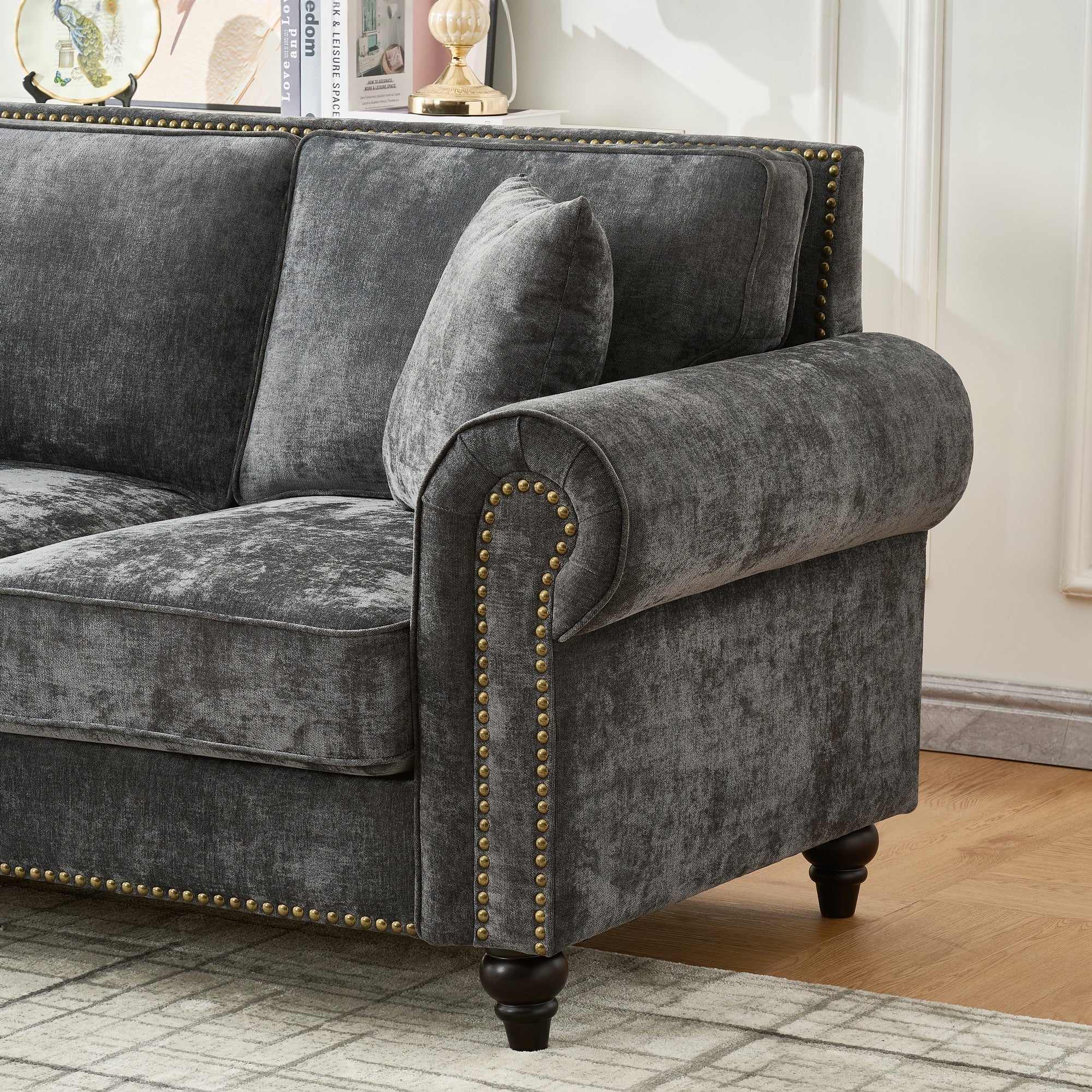 63" Modern 2-Seater Sofa with Rolled Arms