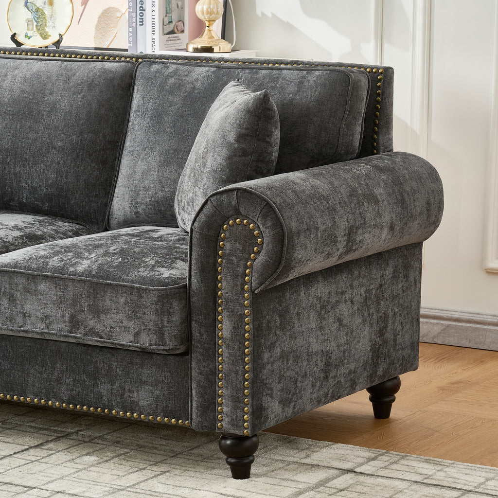 86" Modern 3-Seater Sofa with Rolled Arms