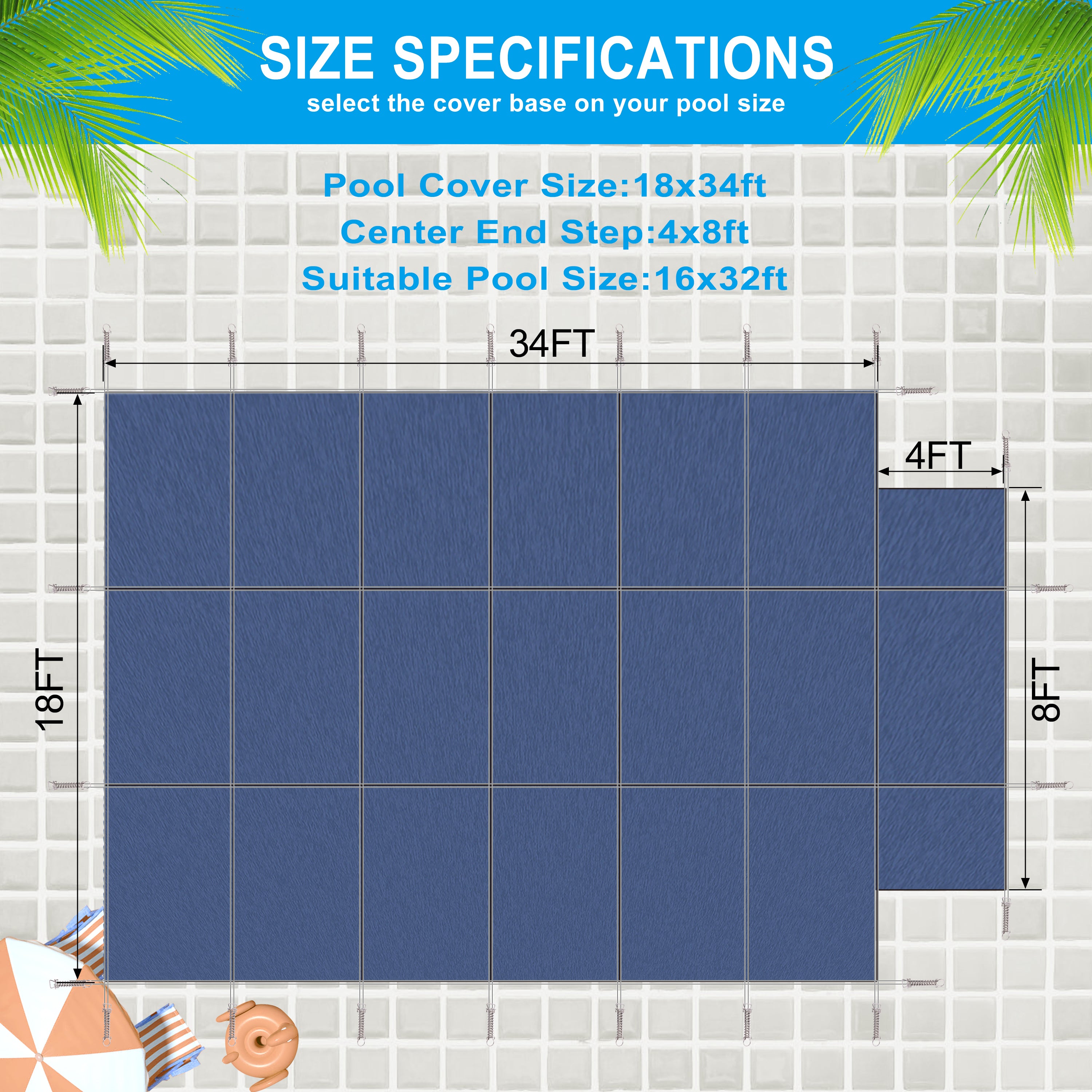16x32ft Rectangular Inground Pool Safety Cover