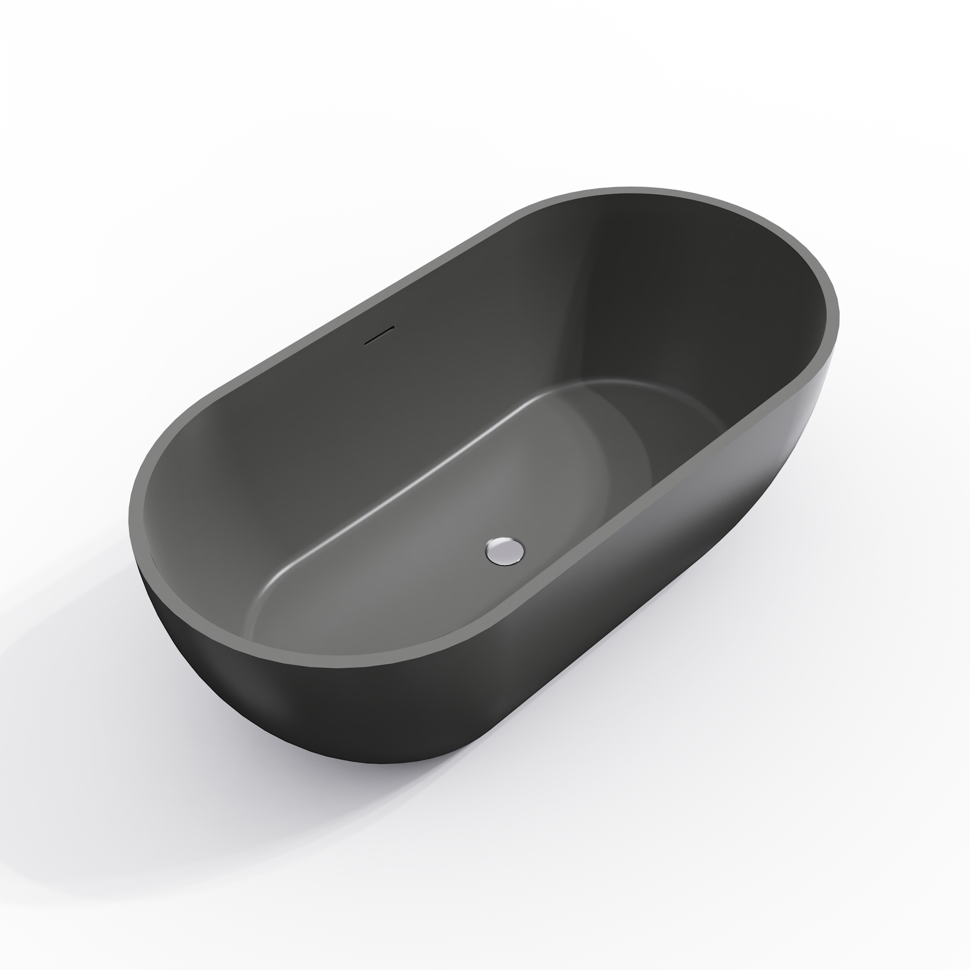 59 Inch Solid Surface Oval Shape Freestanding Bathtub