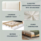 King Bed Frame with Upholstered Headboard