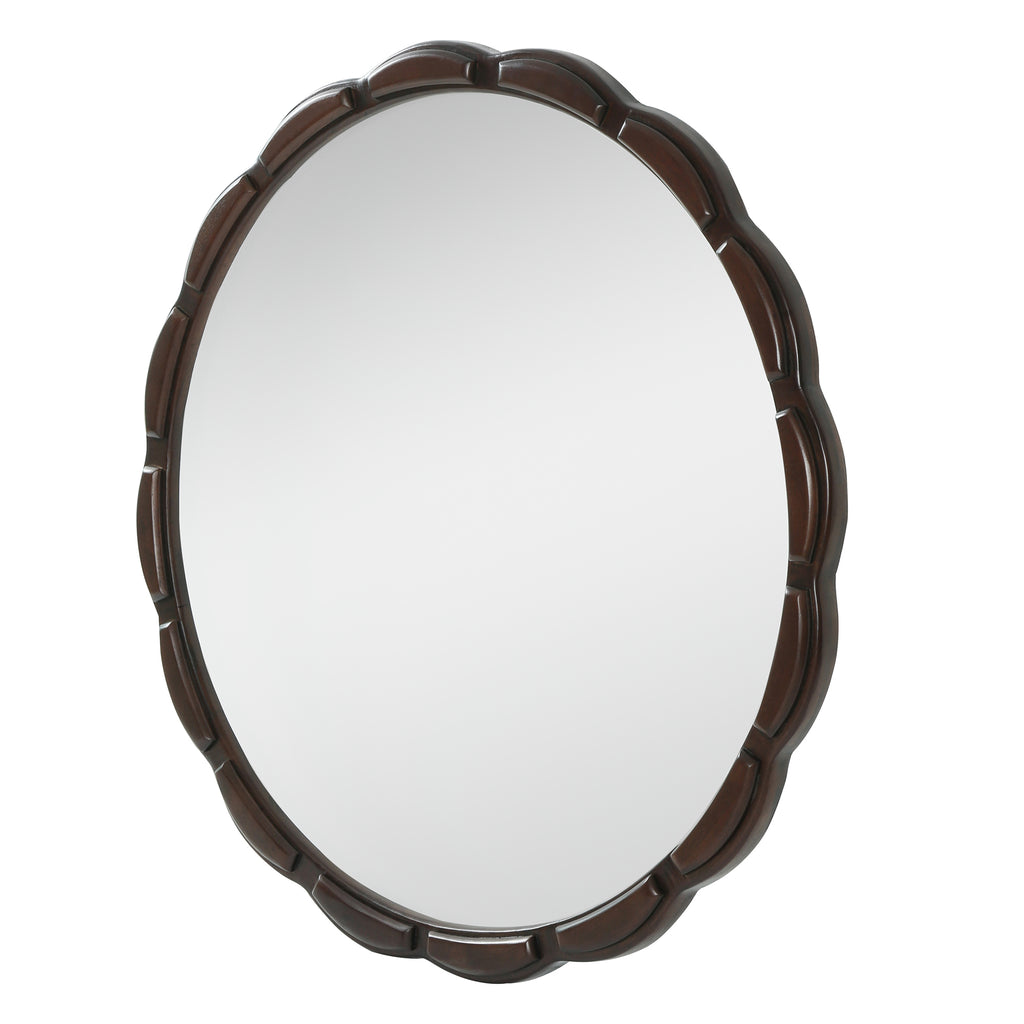 Round Wood Wall Mirror - 31.5" Farmhouse Rustic Accent