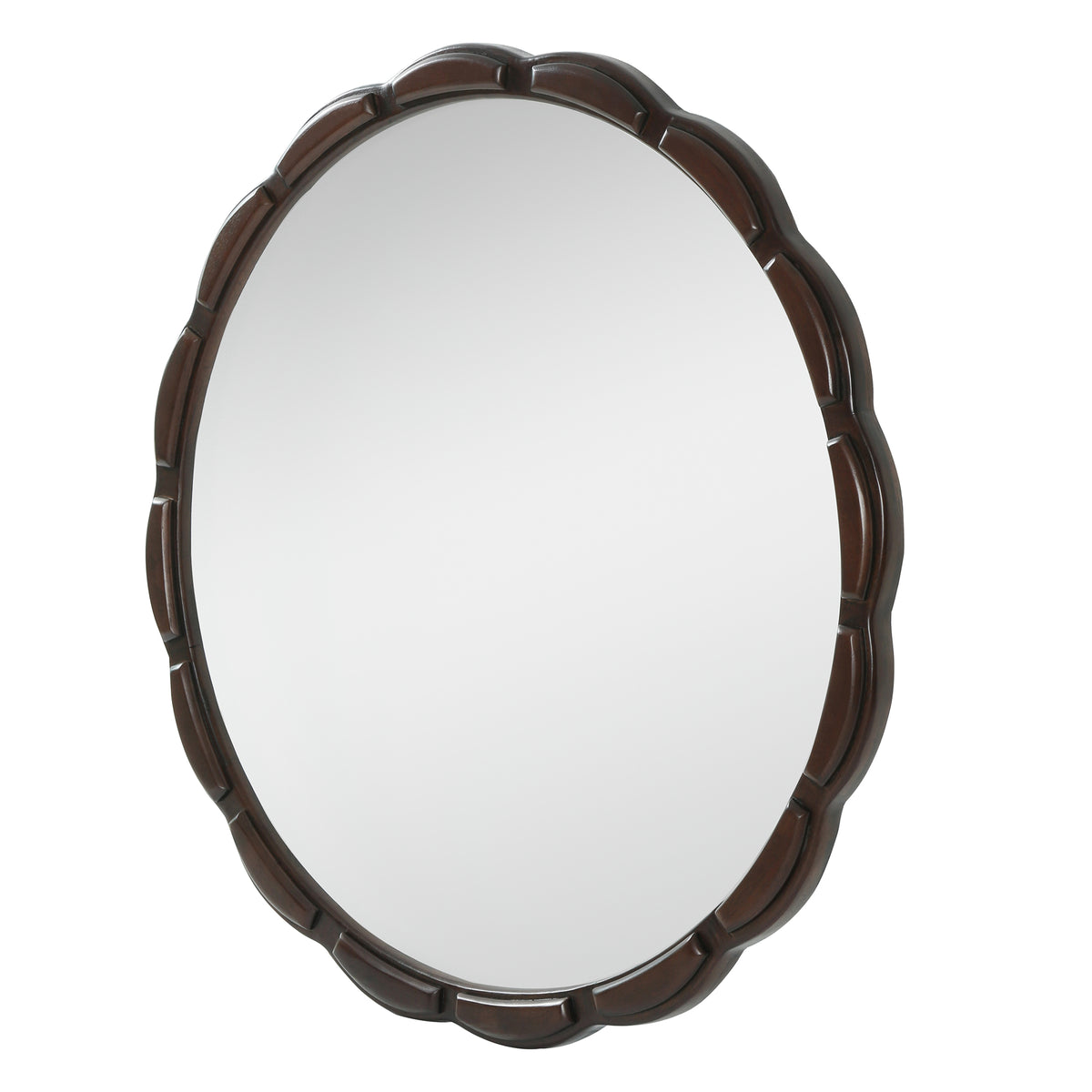 Round Wood Wall Mirror - 31.5" Farmhouse Rustic Accent