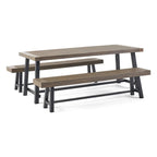 Outdoor Acacia Wood 3 Piece Picnic Dining Set