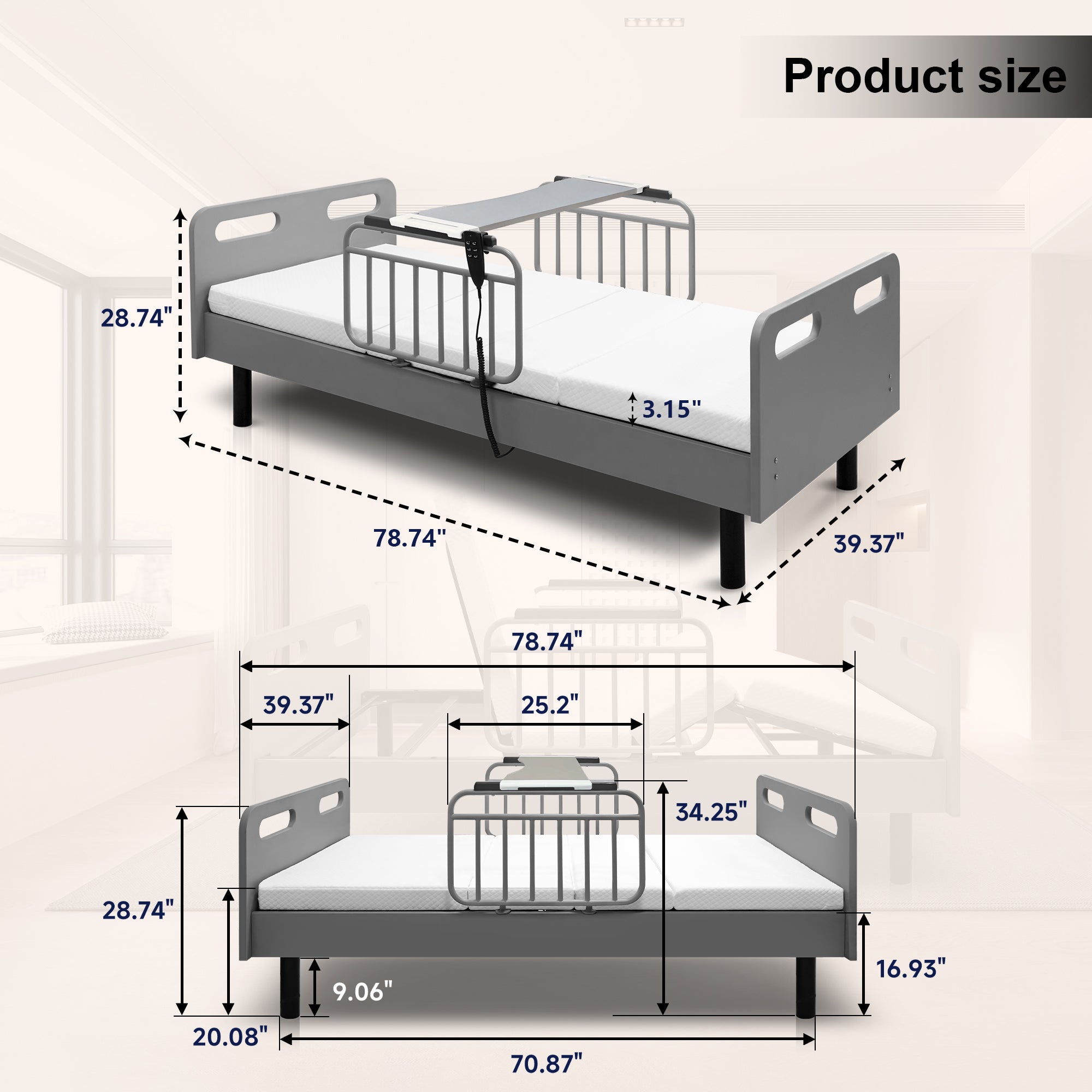Electric Adjustable Hospital Bed for Home Use