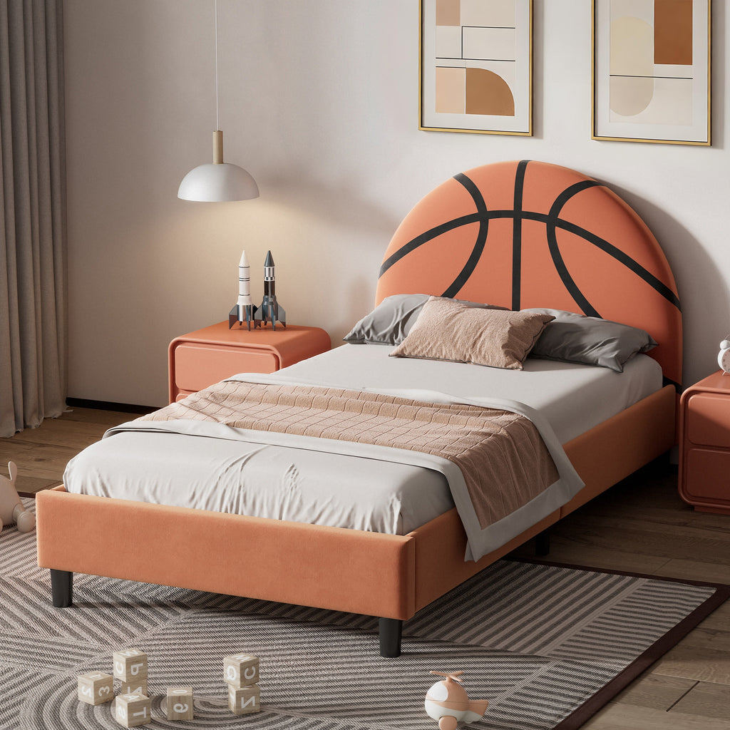 Basketball Design Upholstered Twin Platform Bed