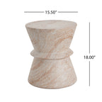 Outdoor Indoor Lightweight Concrete Side Table, Travertine Finish