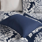 7 Piece Cotton Printed Comforter Set Indigo Queen