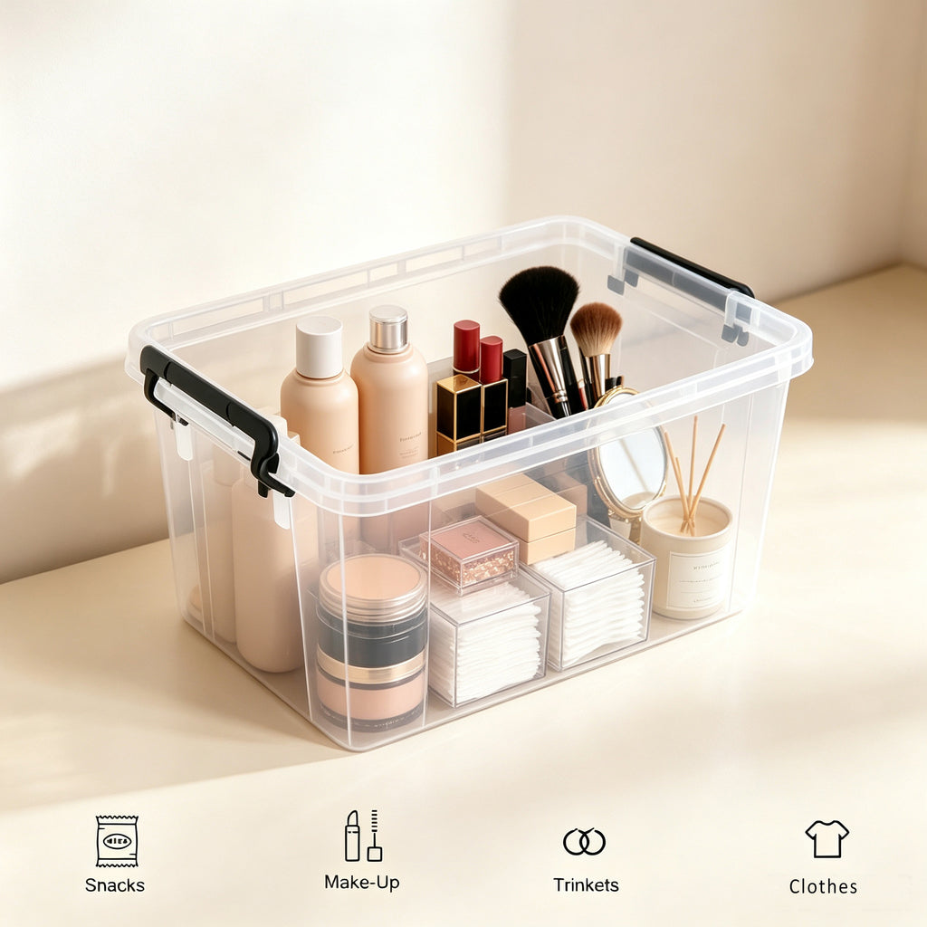 4 Pack 90 QT Clear Plastic Storage Bins with Lids