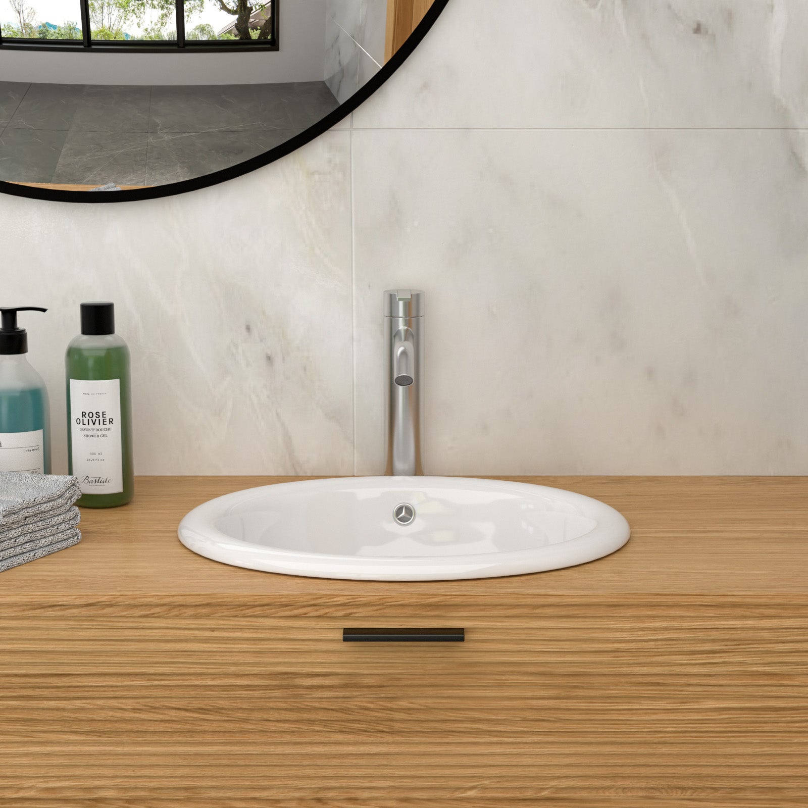 17"x15.5" Ceramic Semi-Recessed Sink