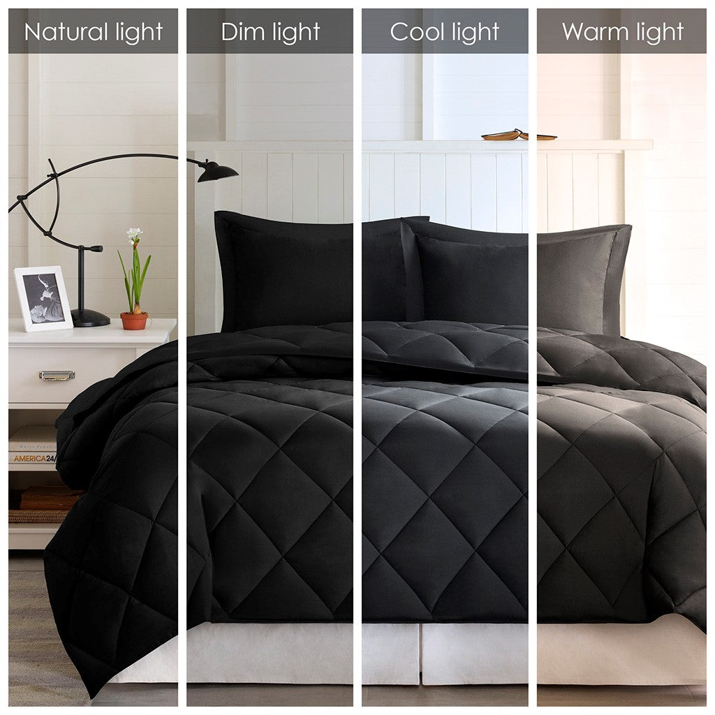 Full/Queen 3M Scotchgard Diamond Quilting Reversible Comforter Set