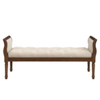 Classic Tufted Upholstered Bench with Curved Arms