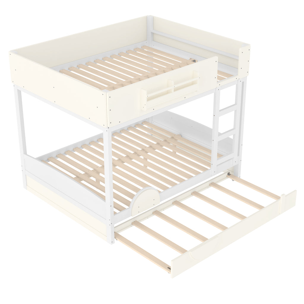 Queen Bunk Bed With Trundle and Bookshelf