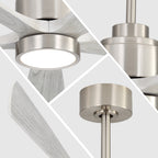 52 Inch Ultra Quiet Reversible Ceiling Fan with Light