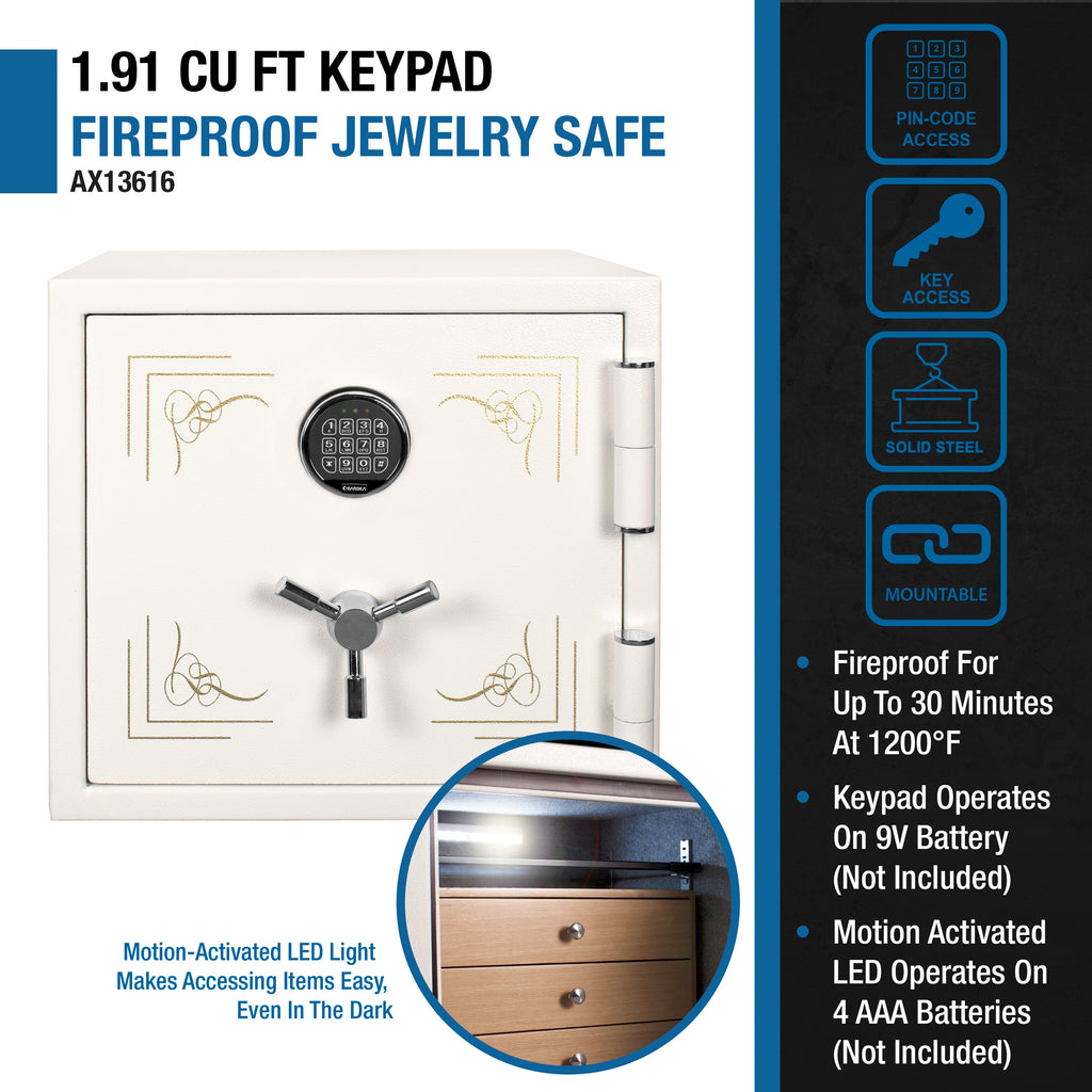 1.91 Cubic Ft Keypad Fireproof Jewelry Safe
