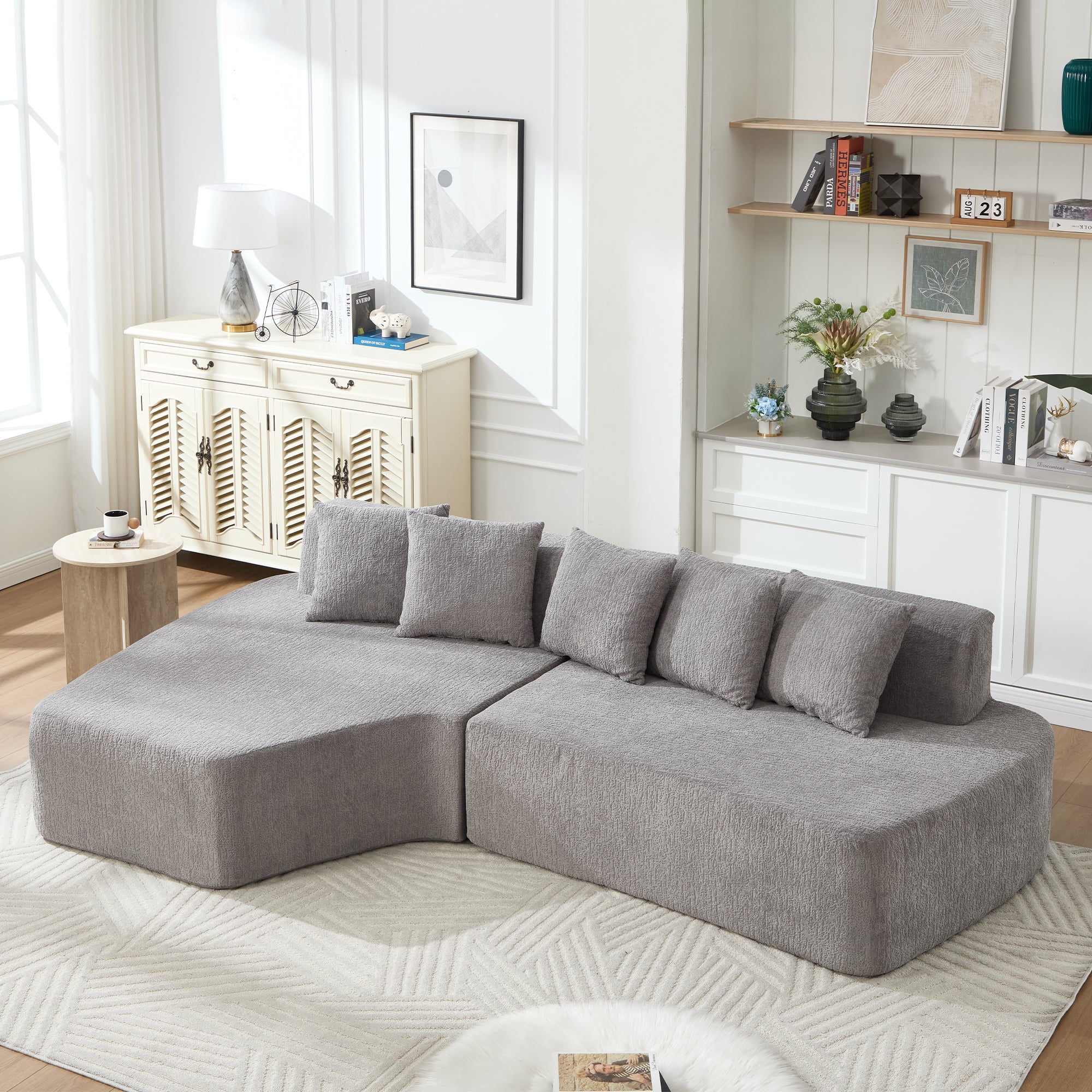 Compression Sectional Couch with Comfy Chaise