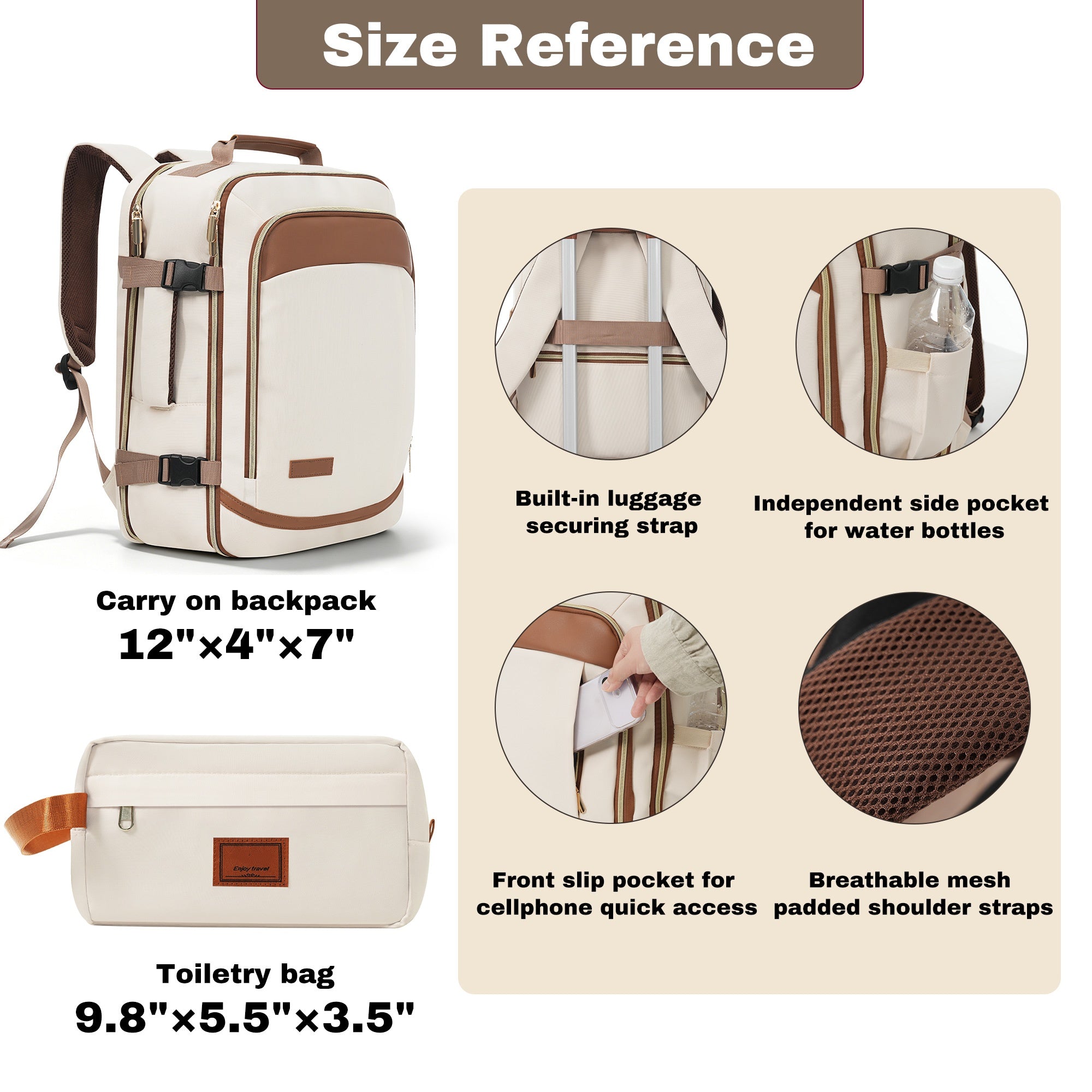 3-Piece Luggage Set - 20in Checked Suitcase with TSA Lock