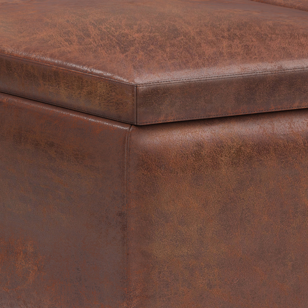 Owen 34 Inch Wide Tray Top Small Coffee Table Storage Ottoman