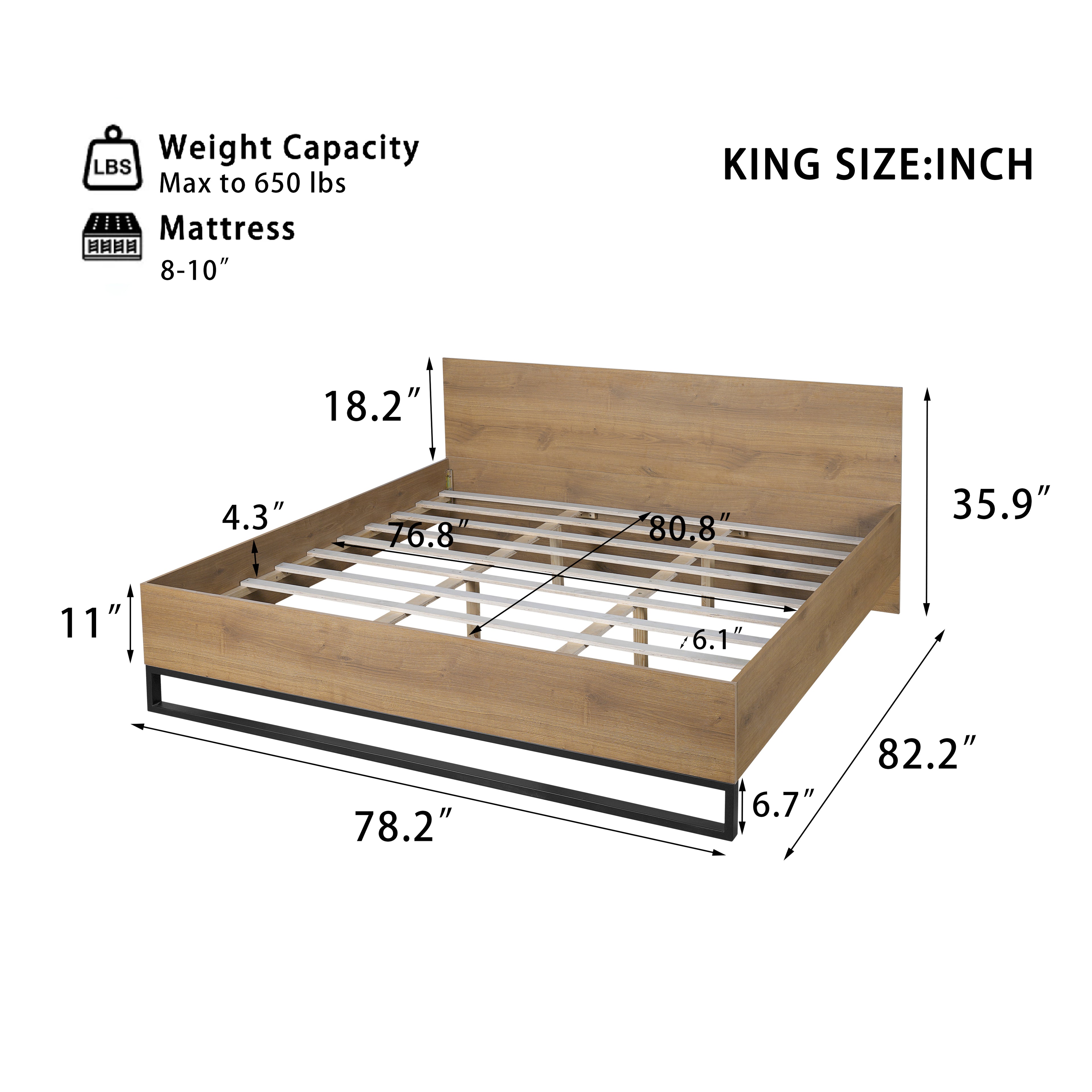Engineered Wood Bed Frame King Size
