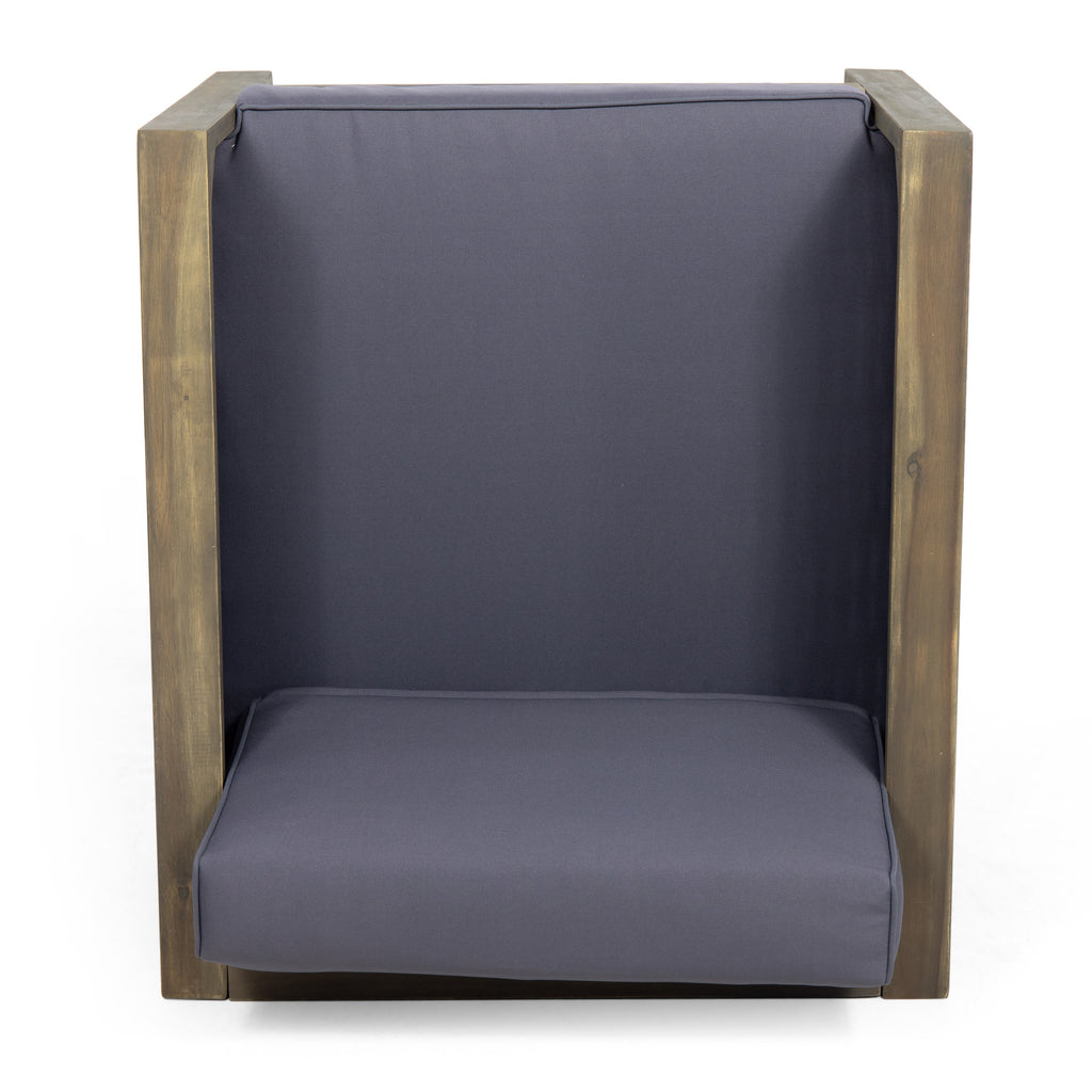 Outdoor Acacia Wood Club Chair with Wicker Accents