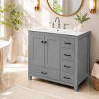 36" Gray Bathroom Vanity with Ceramic Sink