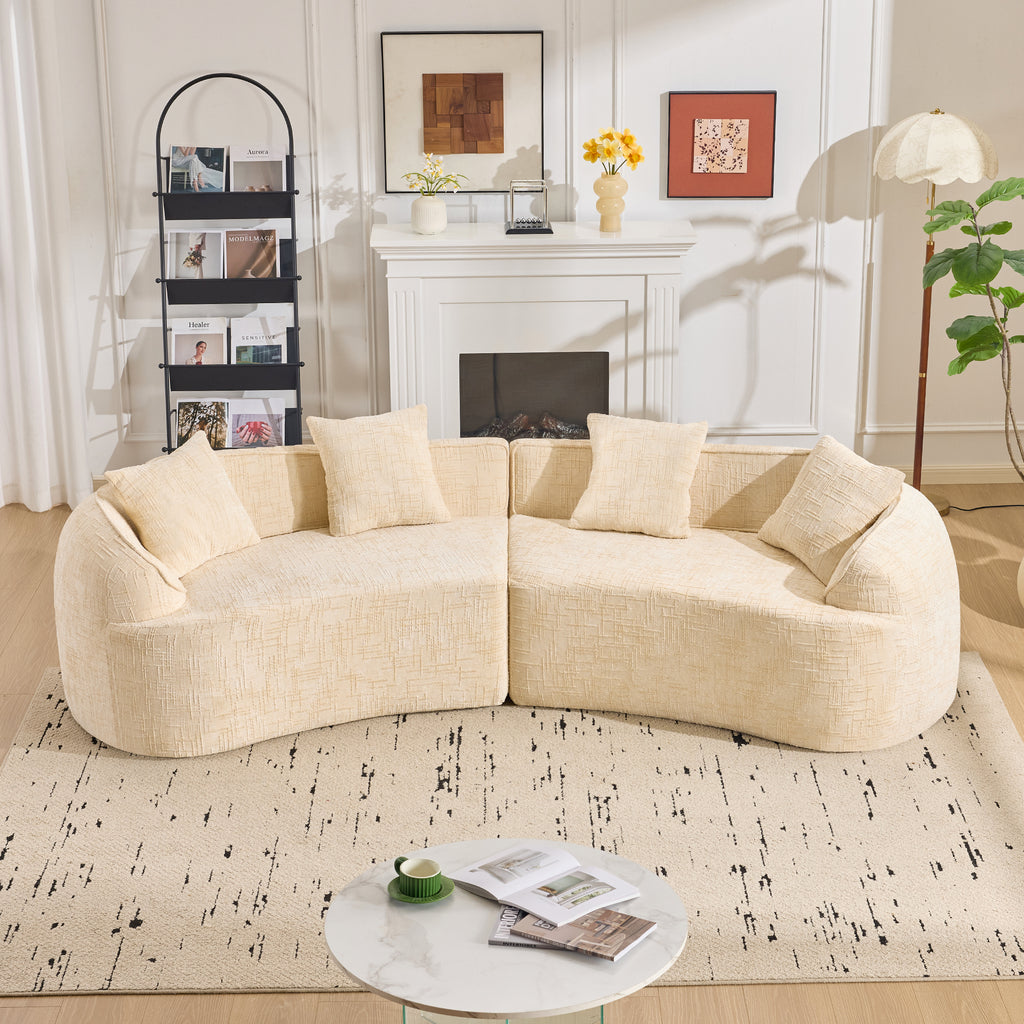 Beige Curved Compressed Sofa