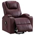 Macklin Wine Upholstered Power Lift Massage Recliner