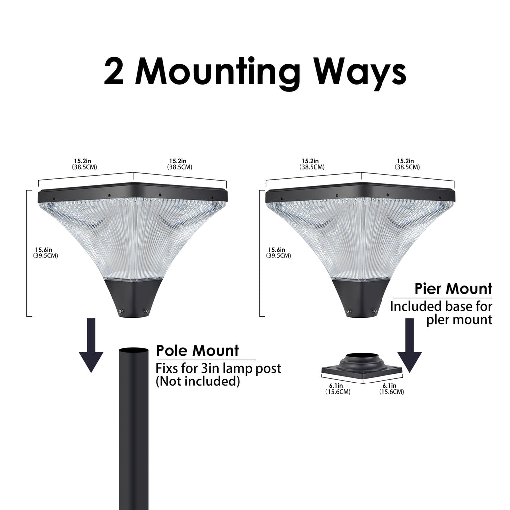 15" Black Outdoor Post Light