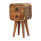 Solid Wood Extra Mini Curved Oak-ish Bedside Table